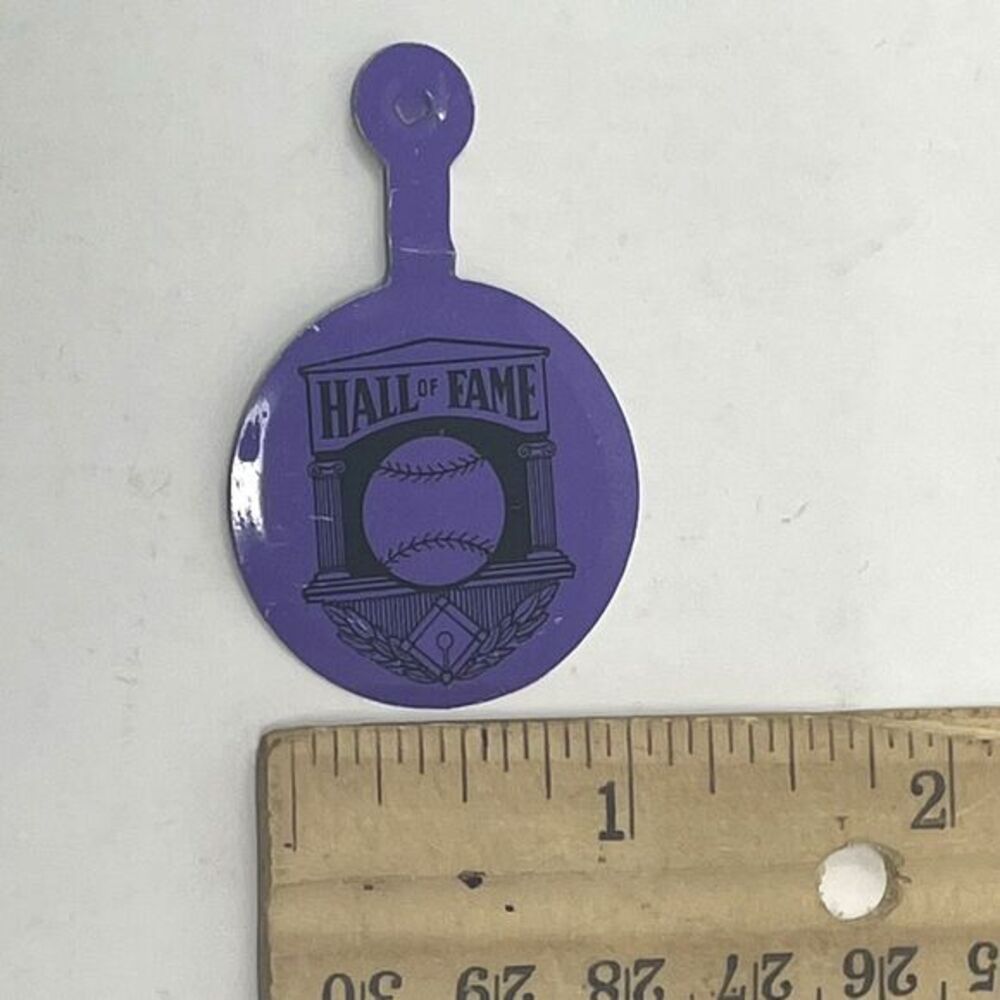 VTG Baseball Hall of Fame Pin Purple Metal Fold Over Tab Pinback Cooperstown NY - Picture 7 of 12